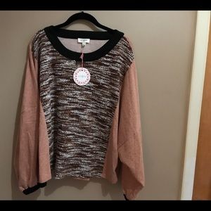 Umgee Knit Batwing Long Sleeve Top